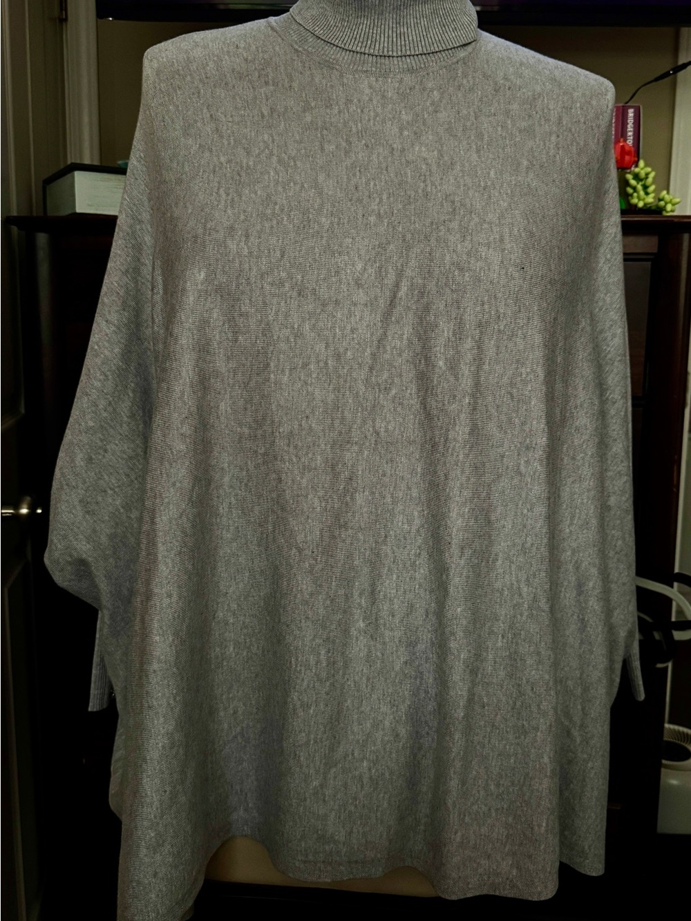 JM Collection Light Gray Ribbed Turtleneck Sweater